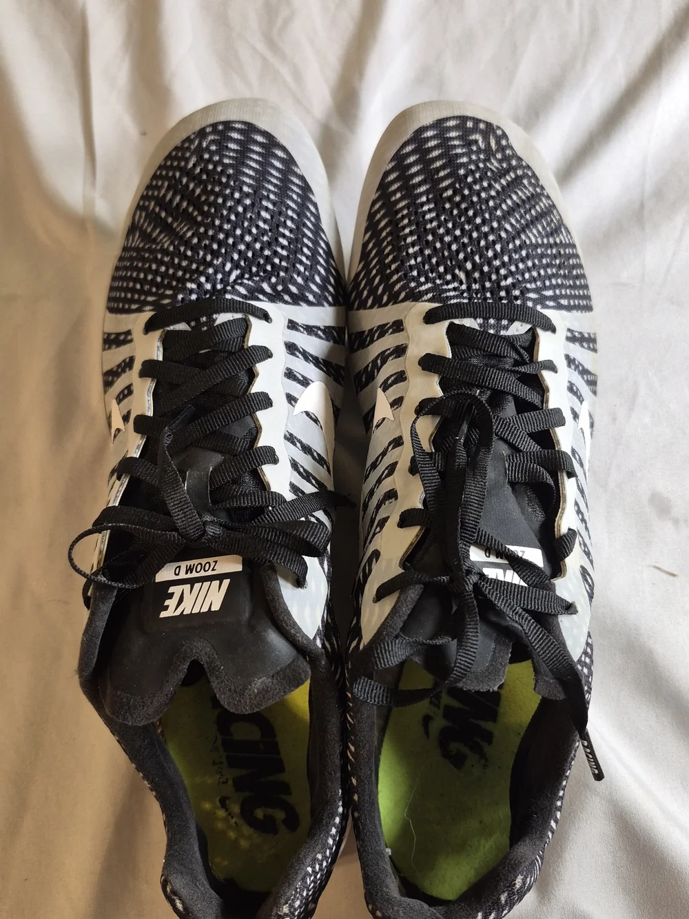 Nike Zoom D Men’s Black and White Patterned Racing Spikes Size 11.5